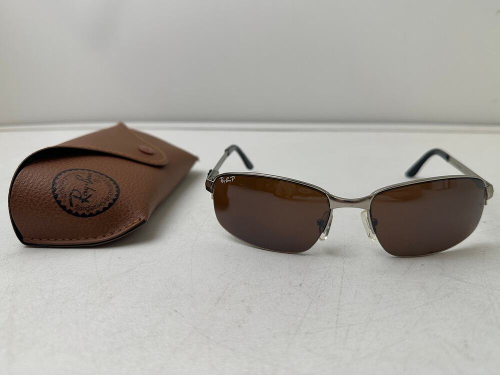 Ray-Ban RB2231 Polarized Silver Metal Wrap Sunglasses W/ Case